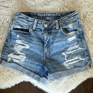 American Eagle Outfitters Ripped Light Blue Jean Shorts